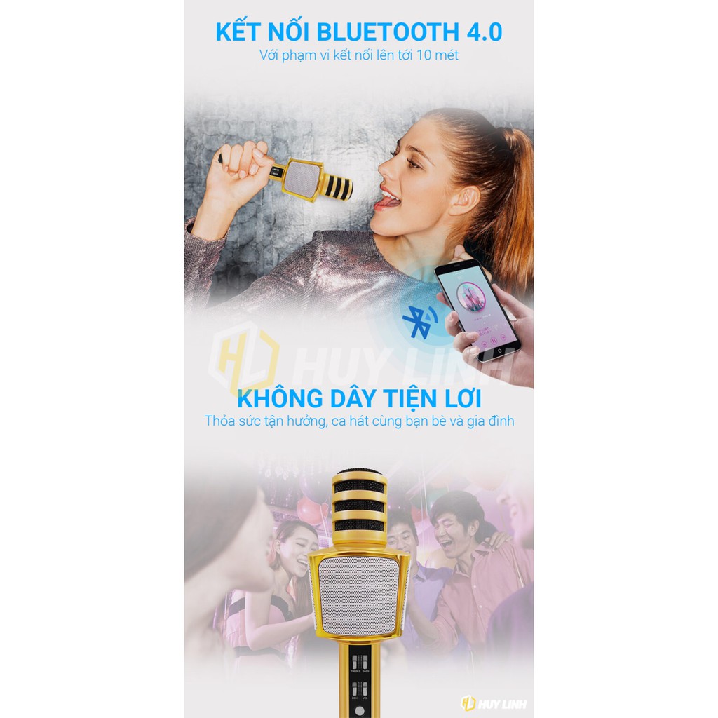 Micro hát karaoke bluetooth SD17 kết nối không dây - Bass cực chuẩn hỗ trợ cổng cắm thẻ nhớ