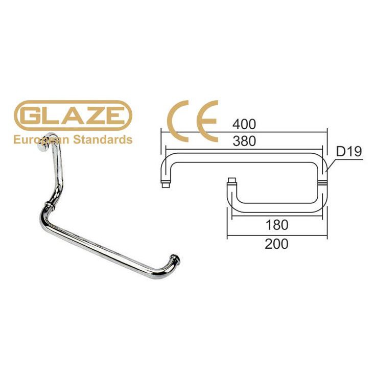 Tay nắm phòng tắm chữ L phi 19x200x400mm | BigBuy360 - bigbuy360.vn