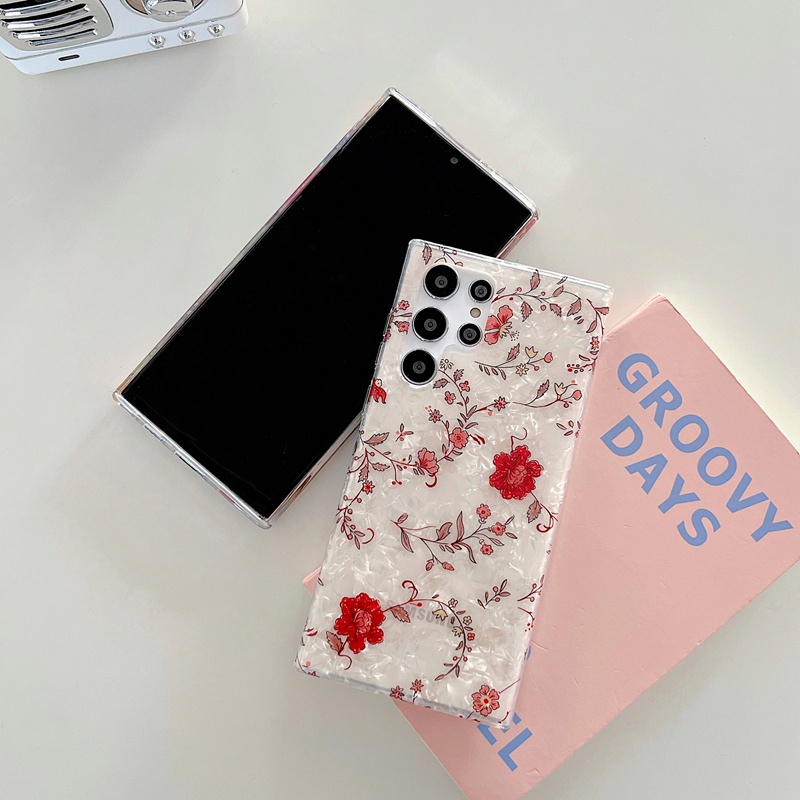 Bao Da Điện Thoại Họa Tiết Hoa Màu laser Cho samsung s22 ultra s22 plus s21fe Ốp