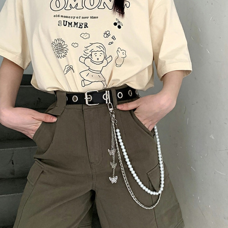 Thắt lưng da phối vòng kim loại thời trang cho nữ