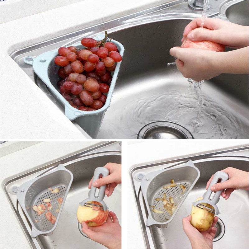 Kệ nhựa tam giác ráo nước gắn tường nhà bếp đa năng