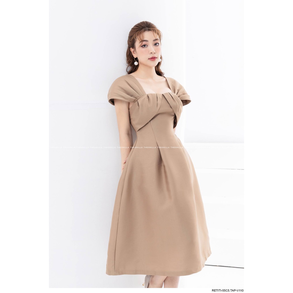 Váy đầm thiết kế dáng dài ngực xếp cao cấp [ Có video + Ảnh thật ] The Shilla -RETITI-55C5
