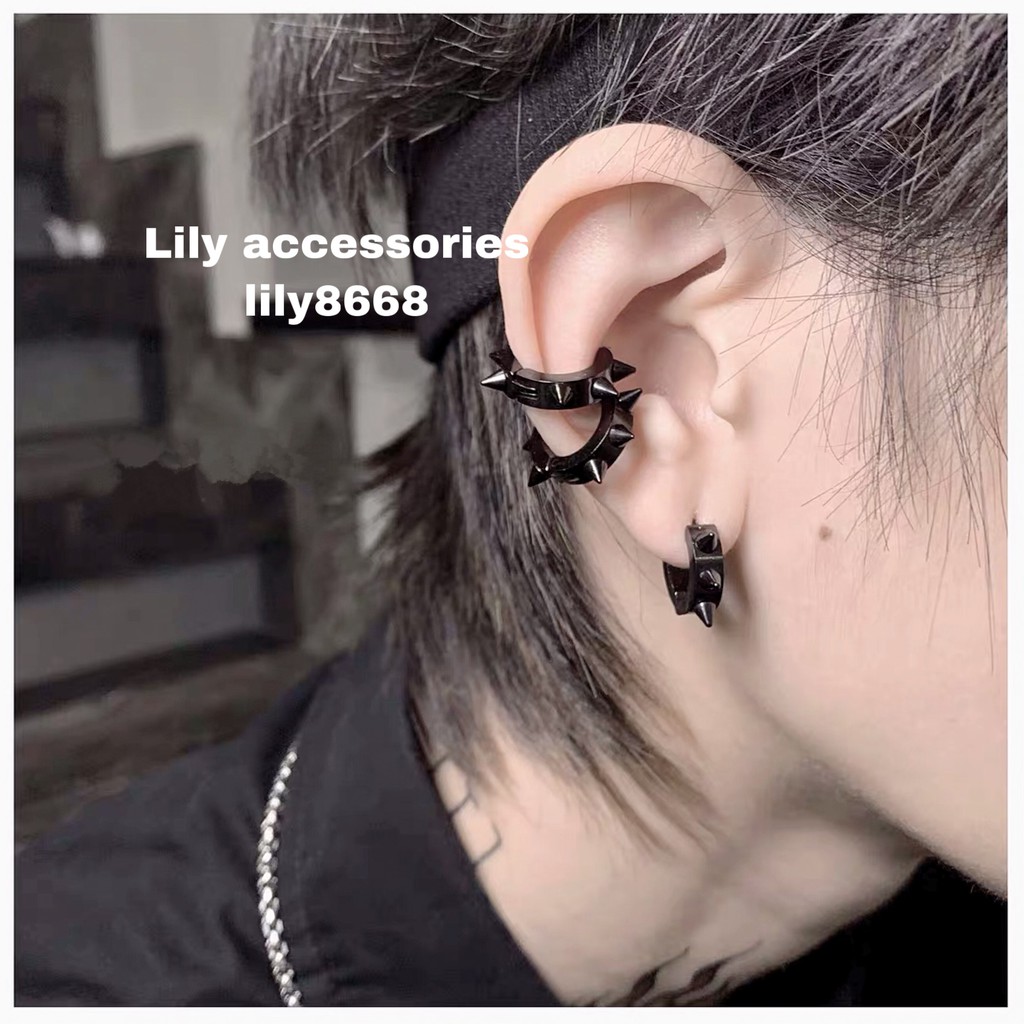 Thorn Ear Cuff kẹp tai titan tròn gai nhọn cho nam nữ không cần xỏ lỗ không gỉ không đen không dị ứng