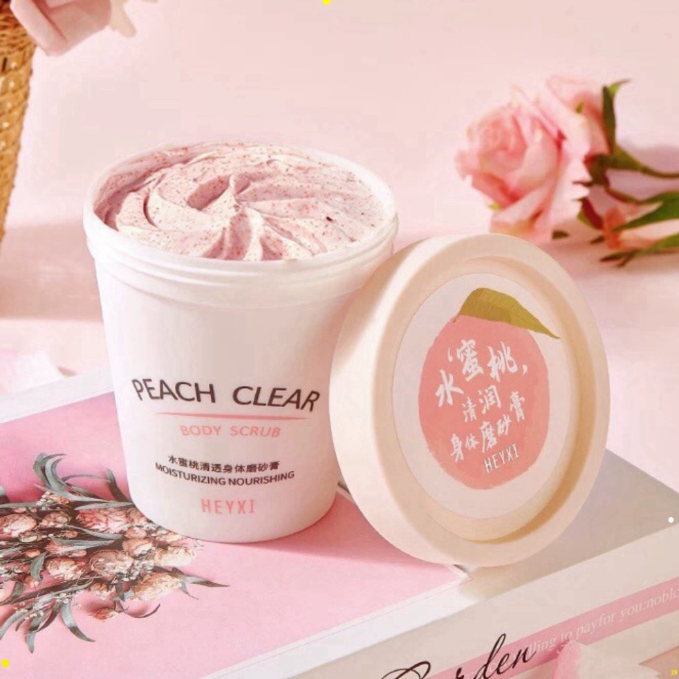 Tẩy da chết toàn thân đào HEYXI Peach Clear, tẩy tế bào chết body đào, kem thải độc tố da, xe khít lỗ chân lông sda | BigBuy360 - bigbuy360.vn