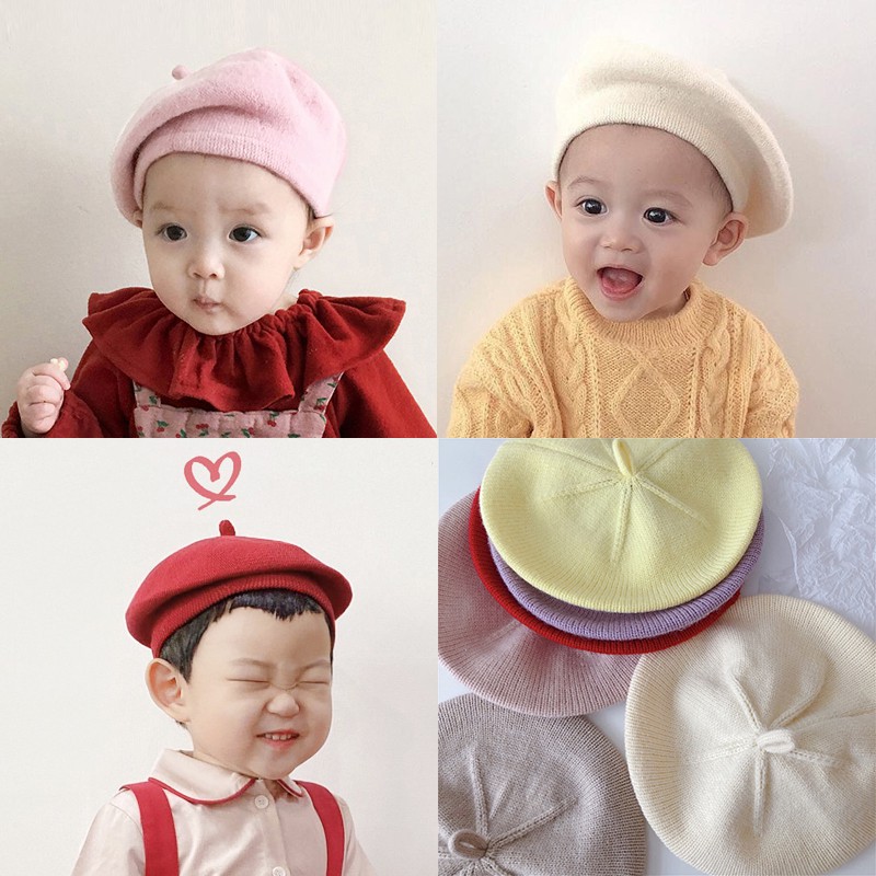 Mũ len beret giữ ấm phong cách Hàn Quốc đáng yêu cho bé