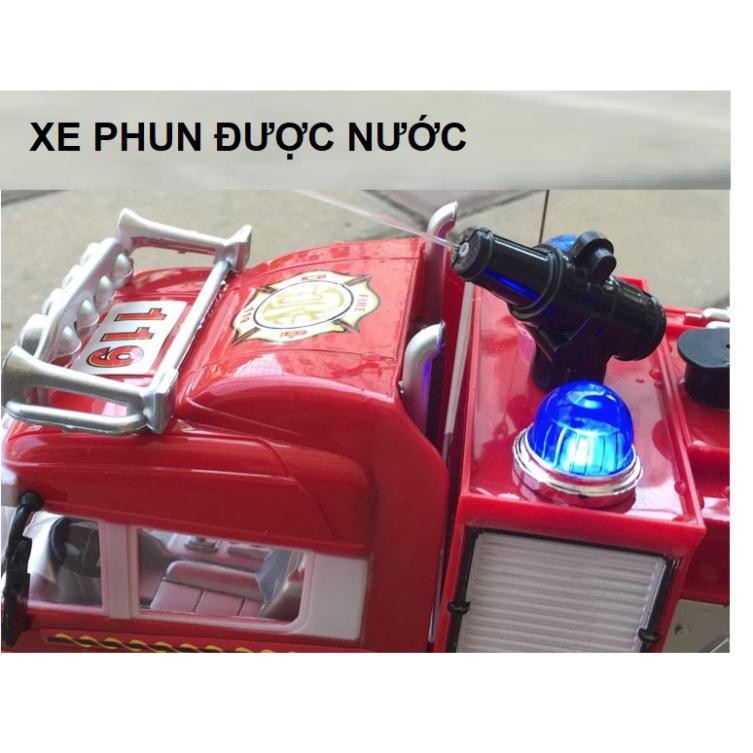 Ô tô cứu hỏa điều khiển sử dụng pin sạc phun được nước thật có âm thanh và đèn hàng Quảng Châu