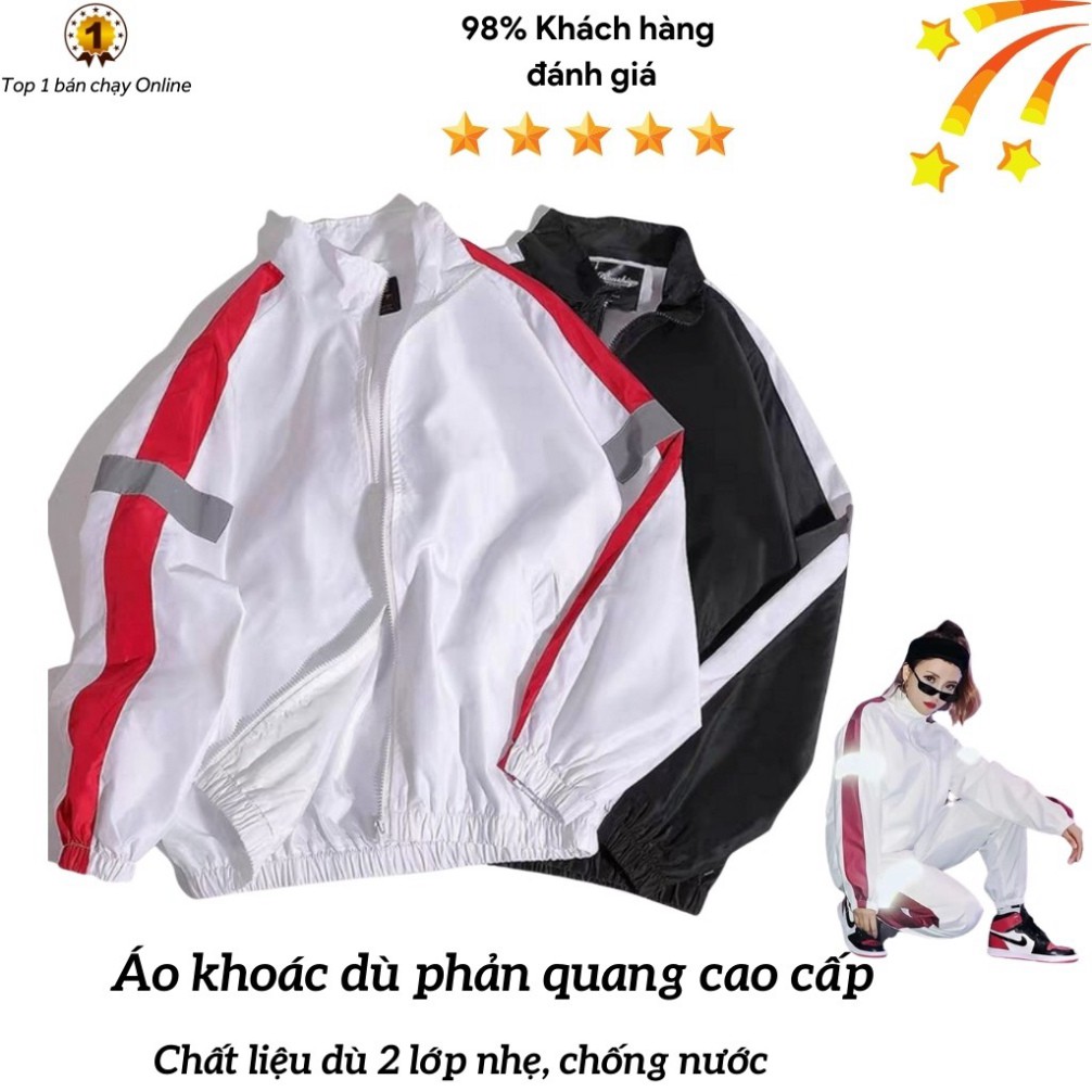 Áo khoác dù phản quang KD10 form unisex cho nam và nữ, 2 màu đen trắng thời trang, trẻ trung BIBI fashion