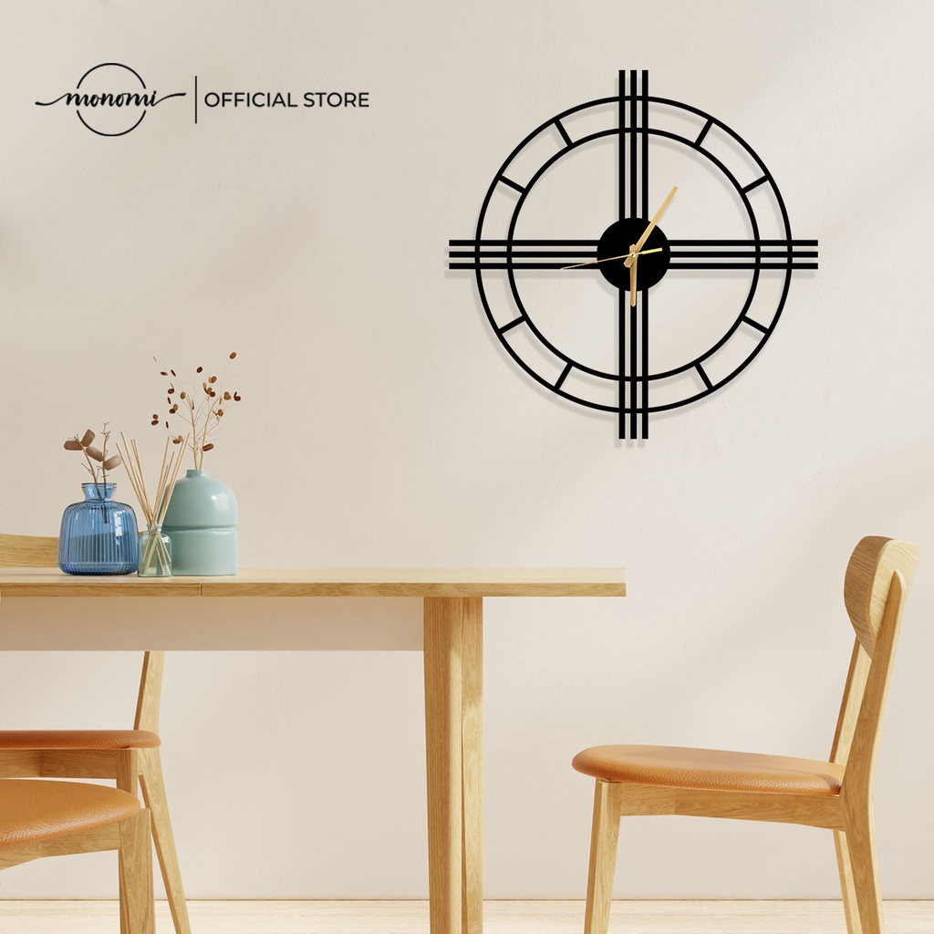 Đồng Hồ Treo Tường Kim Loại CNC Retro Black Dùng Decor Phòng Khách & Văn Phòng THE MONOMI - C027