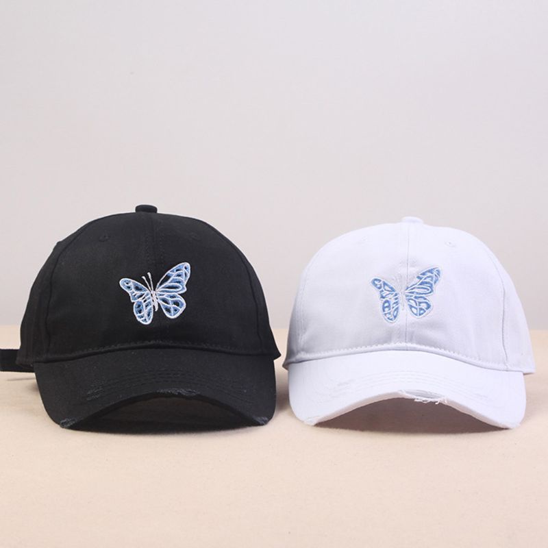 Mũ Lưỡi Trai Thêu Hình Bướm Phong Cách Harajuku Nhật Bản Cho Nam Nữ