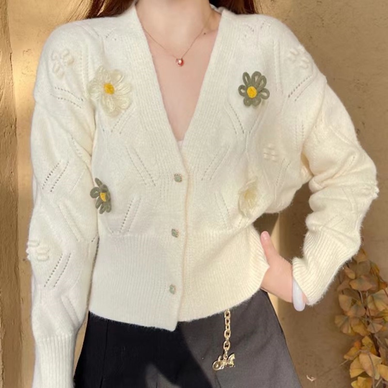 Áo Khoác cardigan Dệt Kim Cổ Chữ V Thời Trang Thu Đông Hàn Quốc Dành Cho Nữ
