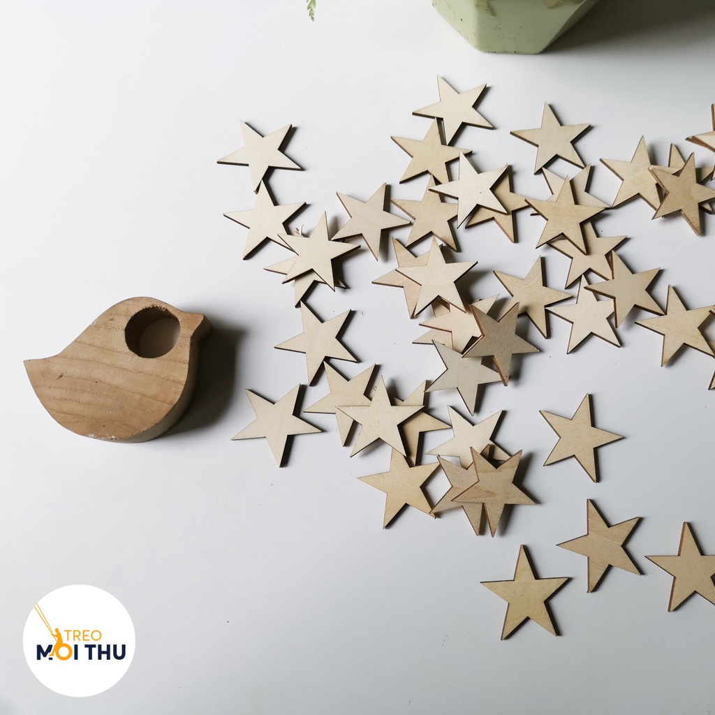 5 Miếng Gỗ Trang Trí Ngôi Sao 5 Cánh - Decor nhà cửa, DIY - Gỗ đoạn nhập khẩu - Treo Mọi Thứ