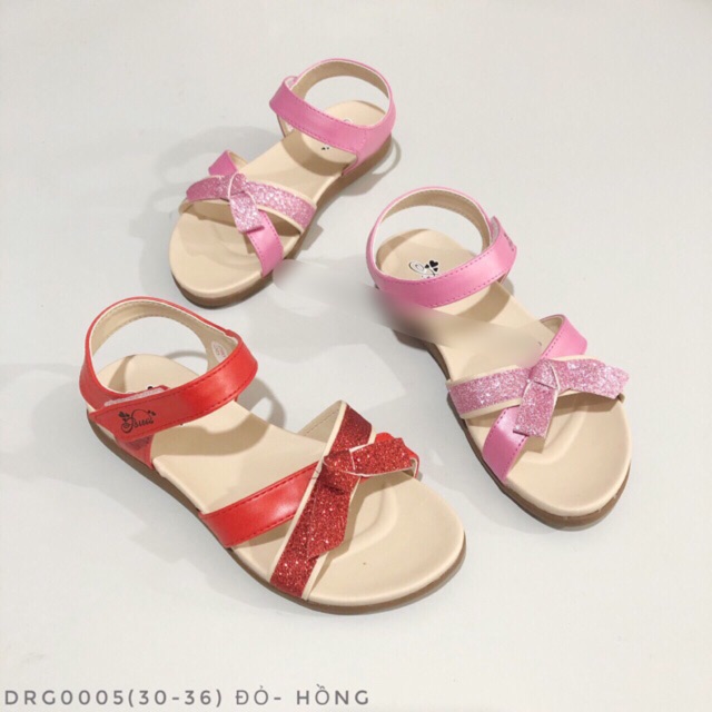 Sandal bé gái 28-37 ❤️FREESHIP❤️ Giày quai hậu học sinh quai chéo đính nơ nhũ nổi bật DRG000500