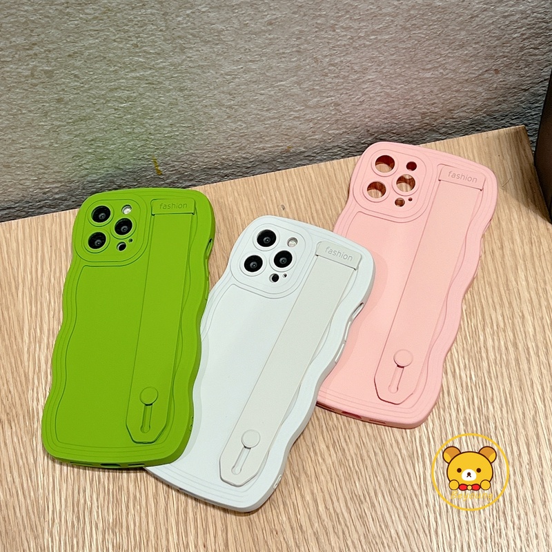 Ốp Điện Thoại TPU Mềm Màu Trơn Có Dây Đeo Tay Cho iPhone 13 Pro Max 12 Pro Max 11 Pro Max