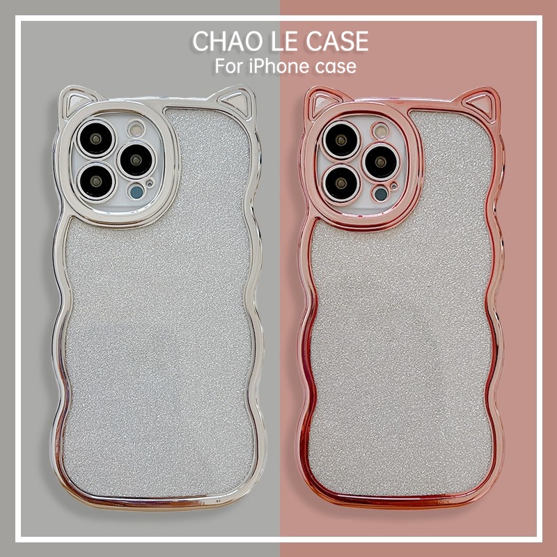 Ốp lưng chống sốc cho iphone 11 pro max 12 pro Gọng TPU chống vỡ iphone 13 pro xs max xr x / xs 7 8 plus Ốp lưng điện thoại tai mèo mạ điện