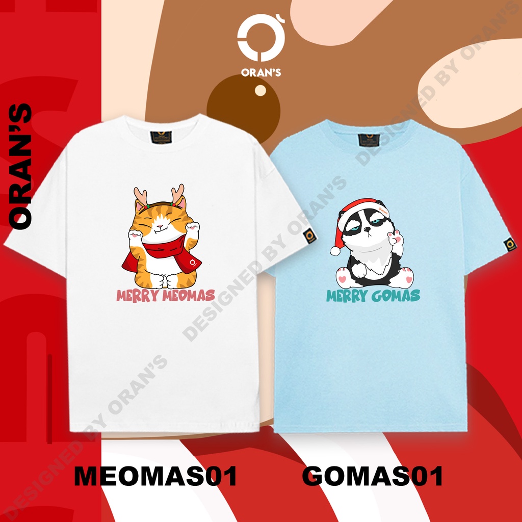 Áo Thun Giáng Sinh ORANS in hình chó husky và mèo Noel chất COTTON 4C cao cấp FULLBOX - ORAN'S TEE CHRISTMAS