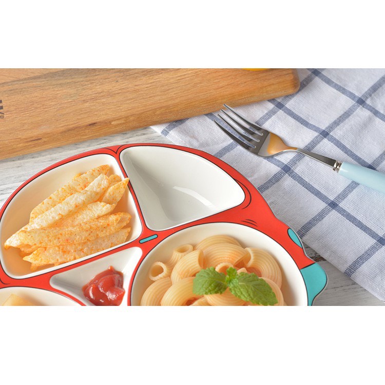 Khay ăn dặm hình oto cho bé 4 ngăn, bát ăn dặm bằng nhựa tiện lợi hình oto đáng yêu