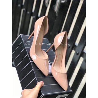 Giày cao gót nhọn bít mũi khoét eo cao 9p