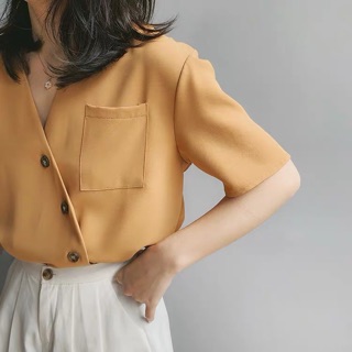 Áo kiểu cúc chéo hàng thiết kế