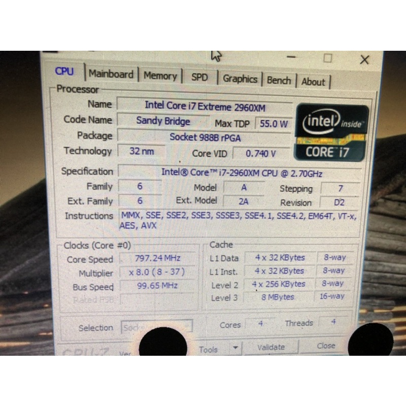 CPU i7 2960XM trùm cuối cho laptop chạy gen 2,3 socket PGA988