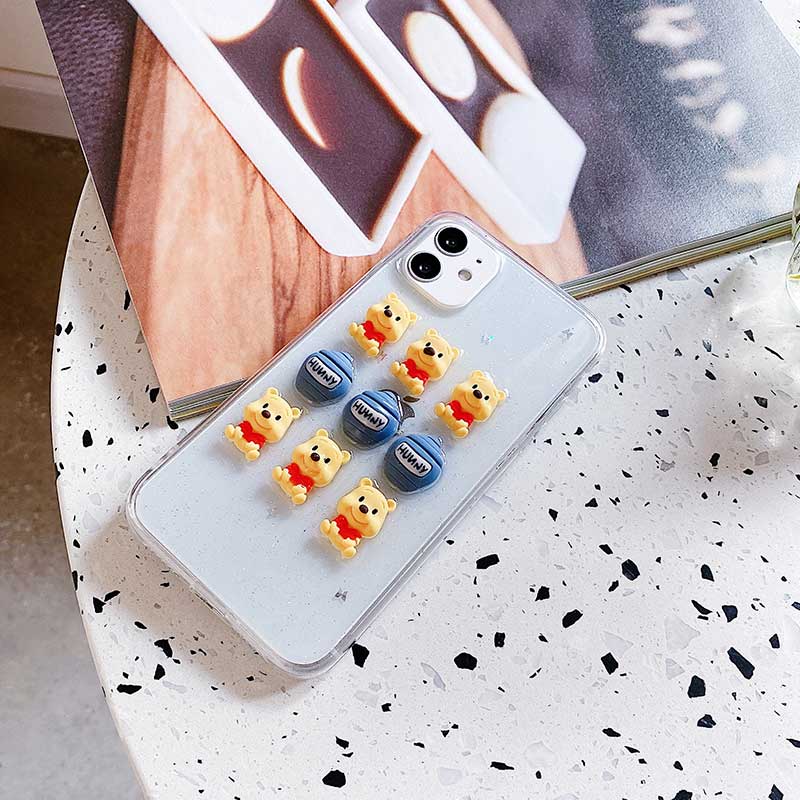 iPhone Case Casing Epoxy Pooh Bear For iPhone6 6s 7 8 Plus X XS XR XSMAX 11 12 Pro Max Anti-fall Lens Protection Soft Case Cover AISMALLNUT