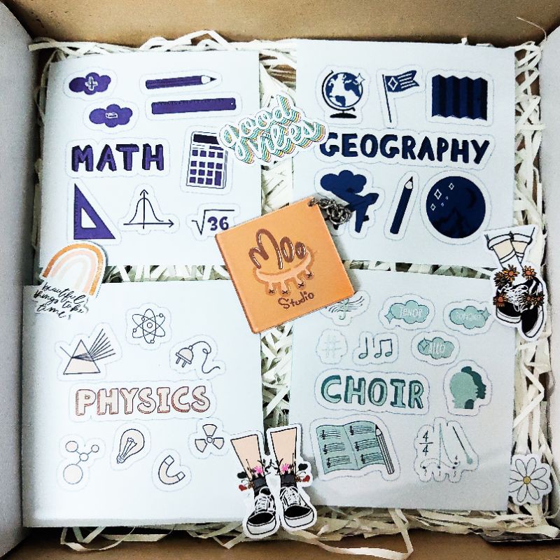 Bộ 12 tấm Sticker môn học trang trí Bullet Journal