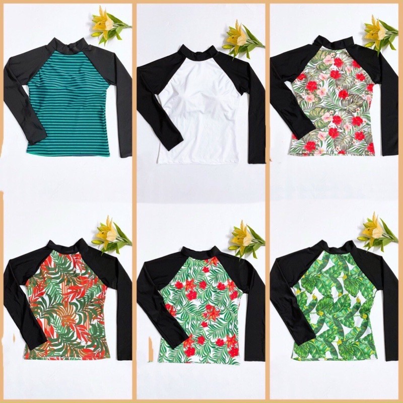 Đồ bơi nữ, Đồ bơi nữ họa tiết hoa dài tay cực chất thun mát | BigBuy360 - bigbuy360.vn