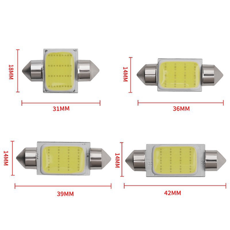 Bóng Đèn Led Cob 31mm 36mm 39mm 41mm Dc12V Cho Vòm Xe Ô Tô