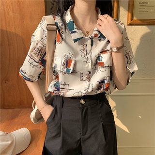 Áo Sơ Mi Nữ Cổ Chữ V In Họa Tiết Thời Trang Hàn Quốc Mới