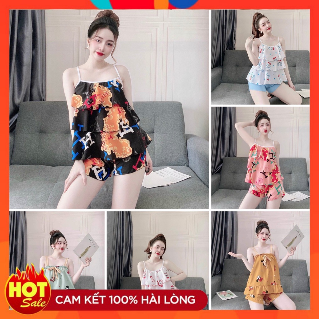 Đồ ngủ 2 dây mặc nhà lụa hàn mềm mát,set bộ ngủ CARY hai dây họa tiết sexy | WebRaoVat - webraovat.net.vn