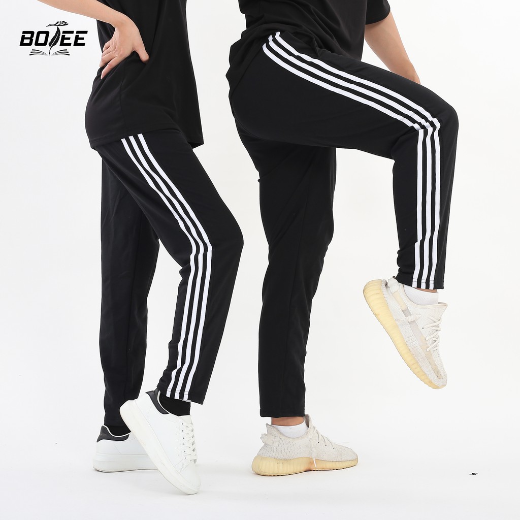 Quần dài thể thao 3 sọc BOTEE unisex nam nữ ống suông | BigBuy360 - bigbuy360.vn