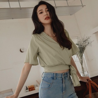 Áo dáng ngắn có đệm vai thắt nơ hông nữ Air Space Lady 2211821017