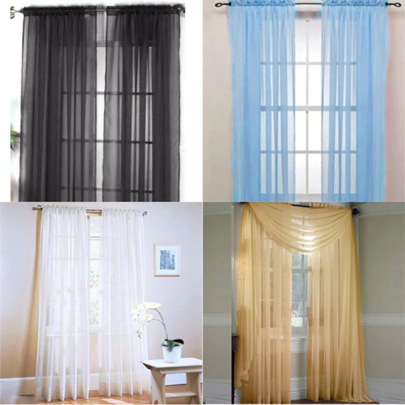 Rèm Cửa 100*200 cm, Bằng Vải Voan, Mỏng, Nhẹ, Trong Suốt, Mới, Cùng Một Màu