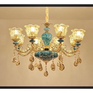 Đèn chùm chao đá 8 tay Hàng Cao Cấp - Tặng Bóng Led