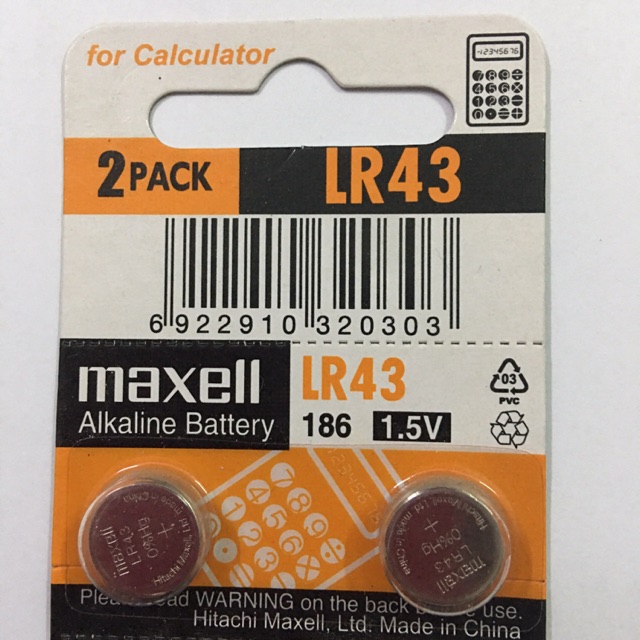 Pin LR43 186 Maxell Alkaline Vỉ 2 Viên