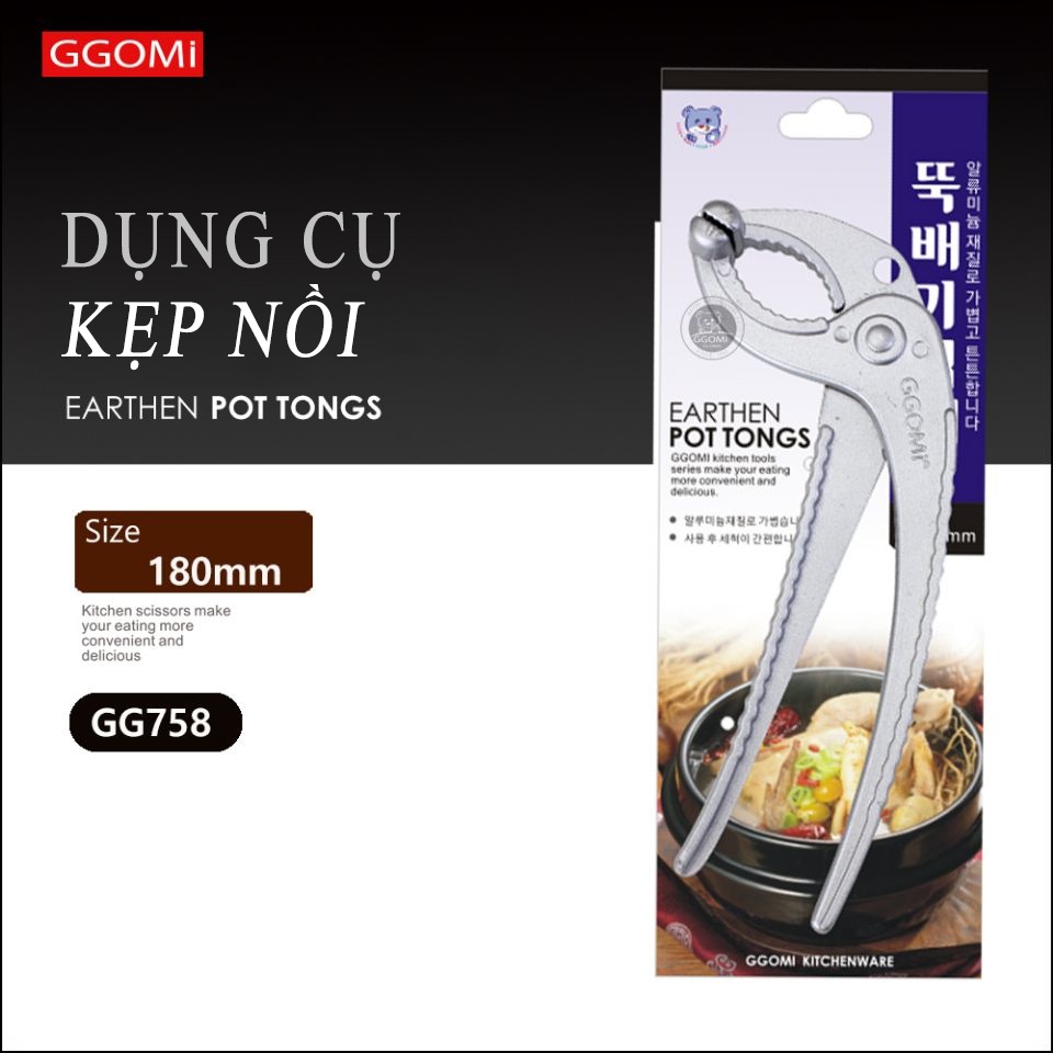 [HÀNG CHÍNH HÃNG]Kẹp nồi chảo nóng dài 17cm, rộng 5.5 bằng thép không gỉ bền bỉ an toàn khi sử dụng GGOMi Hàn Quốc GG758