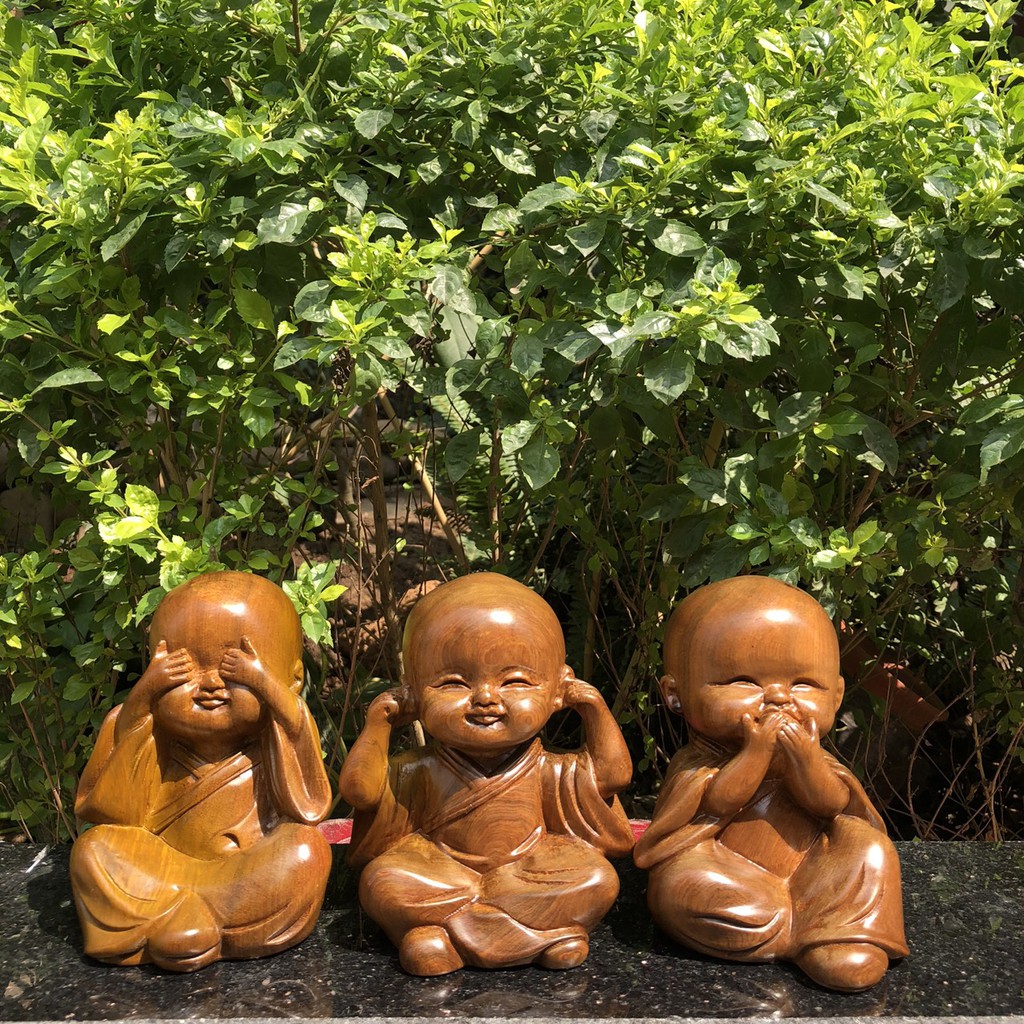 Tượng Gỗ 3 Chú Tiểu Không Nói Không Nghe Không Làm Xấu