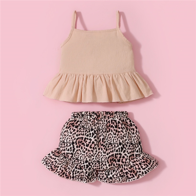 Bộ 2 áo hai dây + chân váy Mikrdoo in họa tiết da báo cho bé 0-18 tháng
