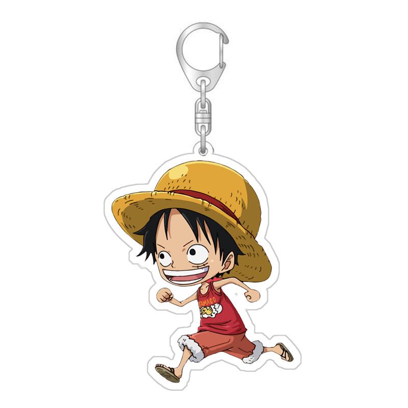 One Piece Luffy Keychain Zoro Acrylic Double Sided Transparent key Chain Ring Keyring Bag Accessories Jewelry For Women Men Gift