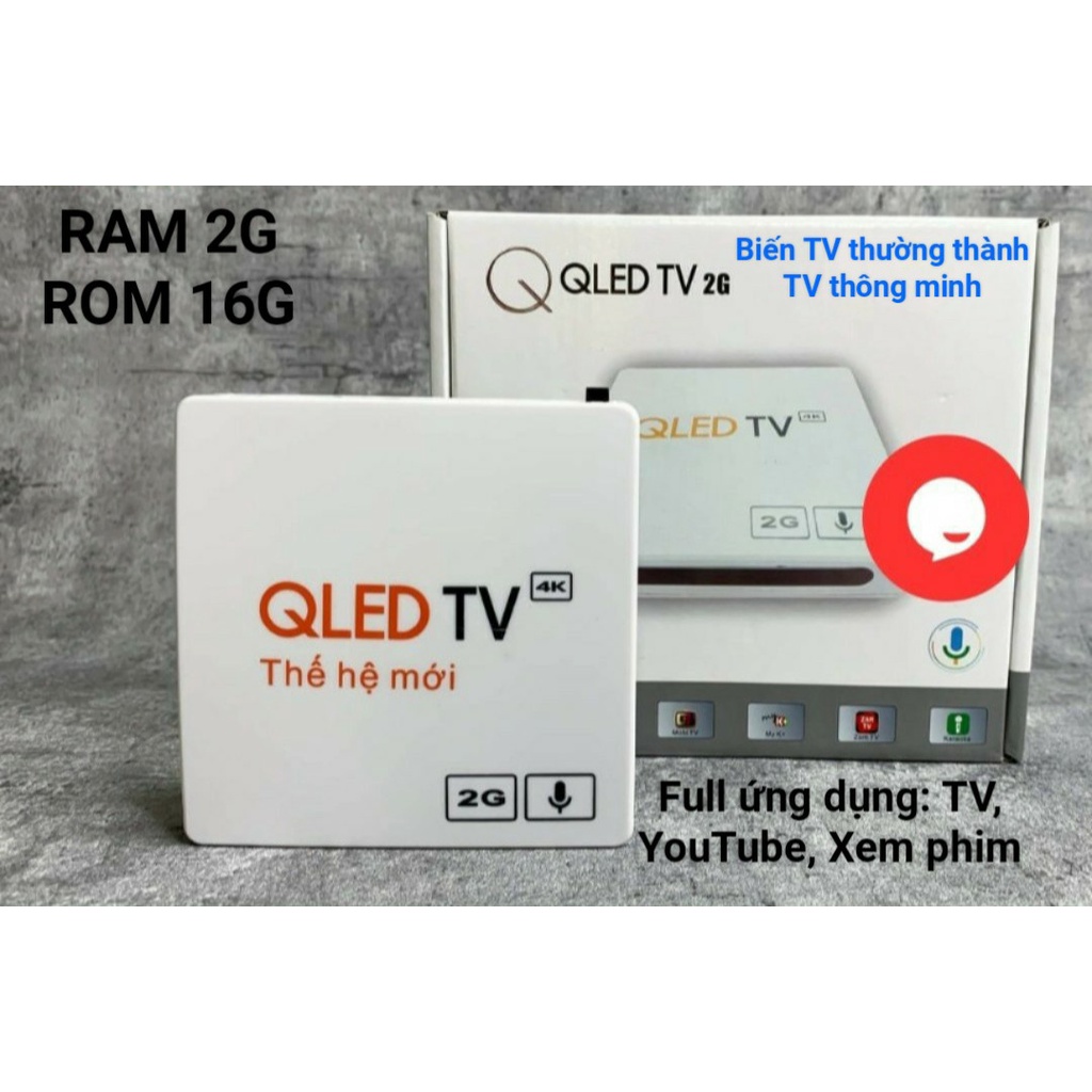 Android TV Box RAM 2GB ROM 16GB, Chính hãng QLED TV RAM 2G, Cài đặt sẵn ứng dụng Xem Tivi, Xem phim, Đọc báo...