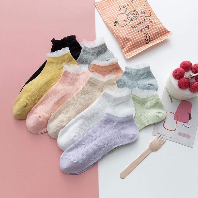 Tất bèo ren cổ ngắn nữ Myna, vớ nữ chất vải ren co giãn bốn chiều thoáng khí tt3