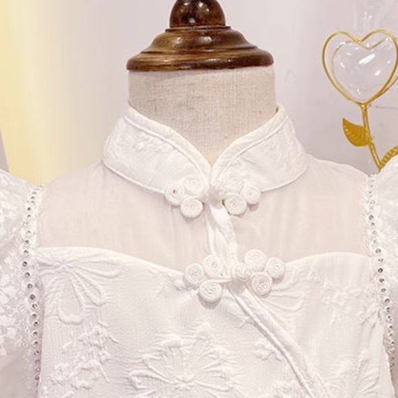 Đầm Sườn Xám Tay Ngắn Màu Trơn Phong Cách Trung Hoa Thời Trang Mùa Hè 2022 Dành Cho Bé Gái