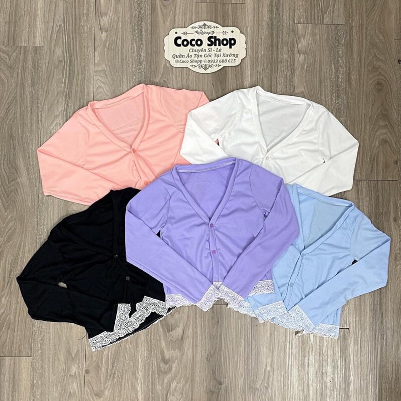 Áo kiểu thun croptop tay dài ren hình thật
