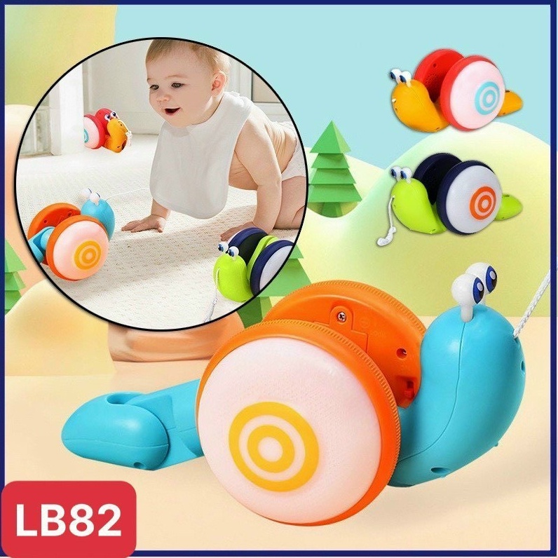 Đồ chơi ốc sên tinh nghịch phát sáng bò,phát nhạc siêu vui nhộn dành cho bé có dây kéo.