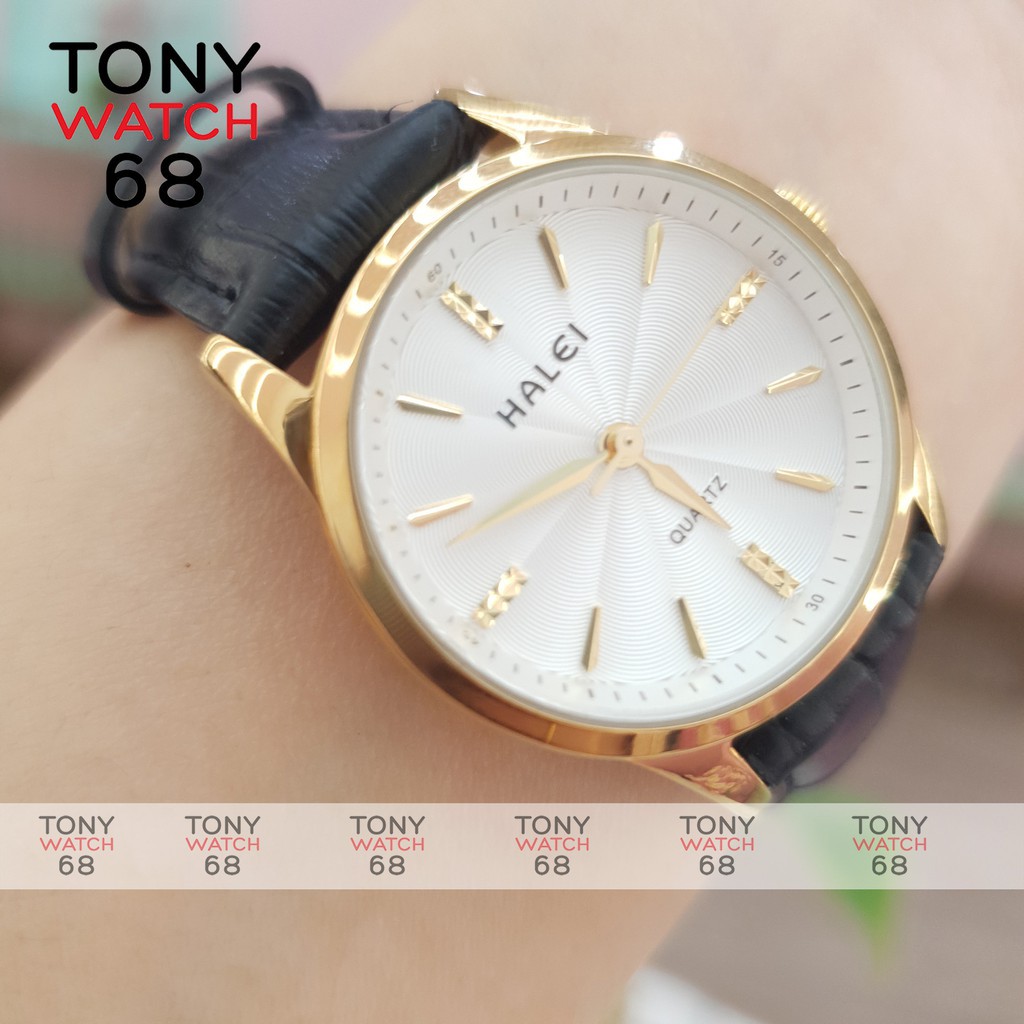 Đồng hồ cặp đôi nam nữ Halei viền vàng dây da siêu mỏng Tony Watch 68 Liên hệ mua hàng 084.209.1989