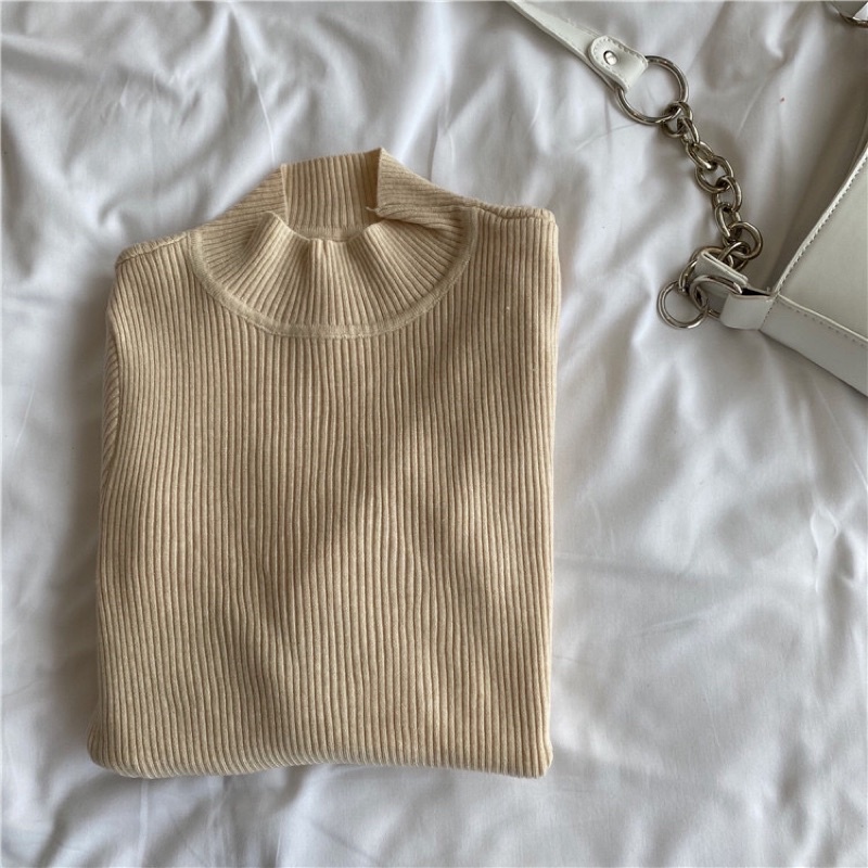 [FREESHIP] Áo len mịn cổ 3p QC màu đỏ đen be trắng NÀNG CLOSET