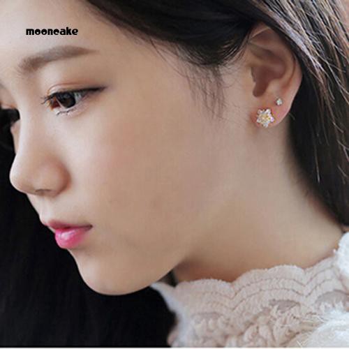 Khuyên tai hình bông tuyết đính đá thanh lịch dành cho nữ