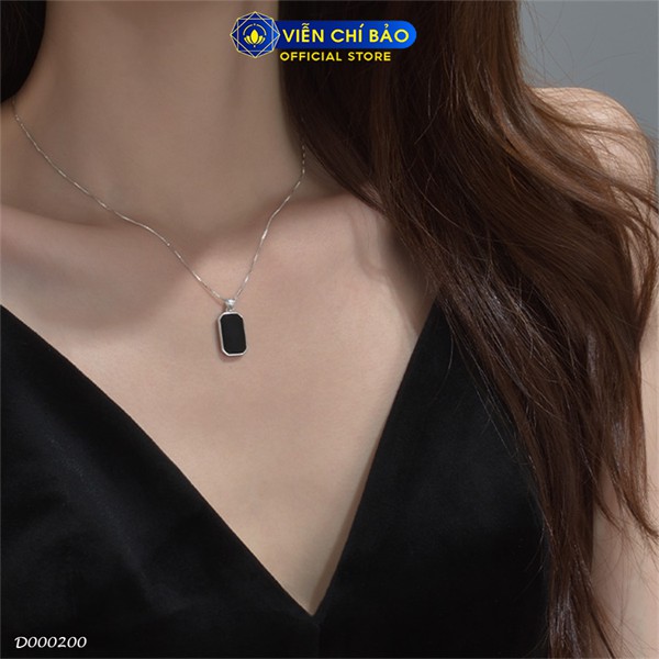 Dây chuyền bạc nữ đá đen chữ nhật chất liệu bạc 925 thời trang phụ kiện trang sức nữ Viễn Chí Bảo D000200