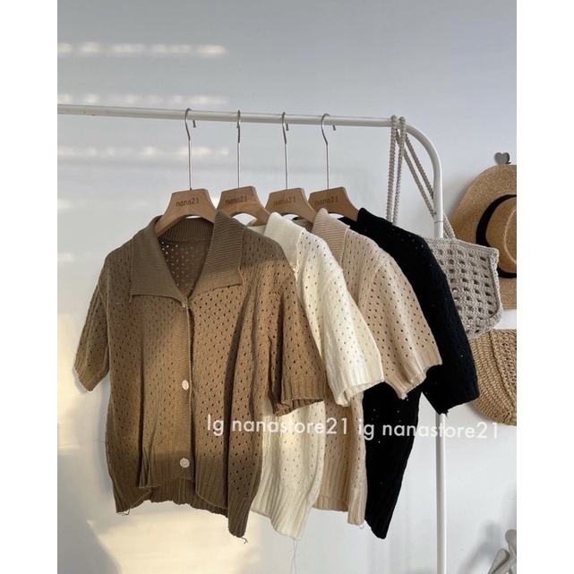Áo polo mongtoghi đục lỗ một hàng khuy Nana21 Nanastore21
