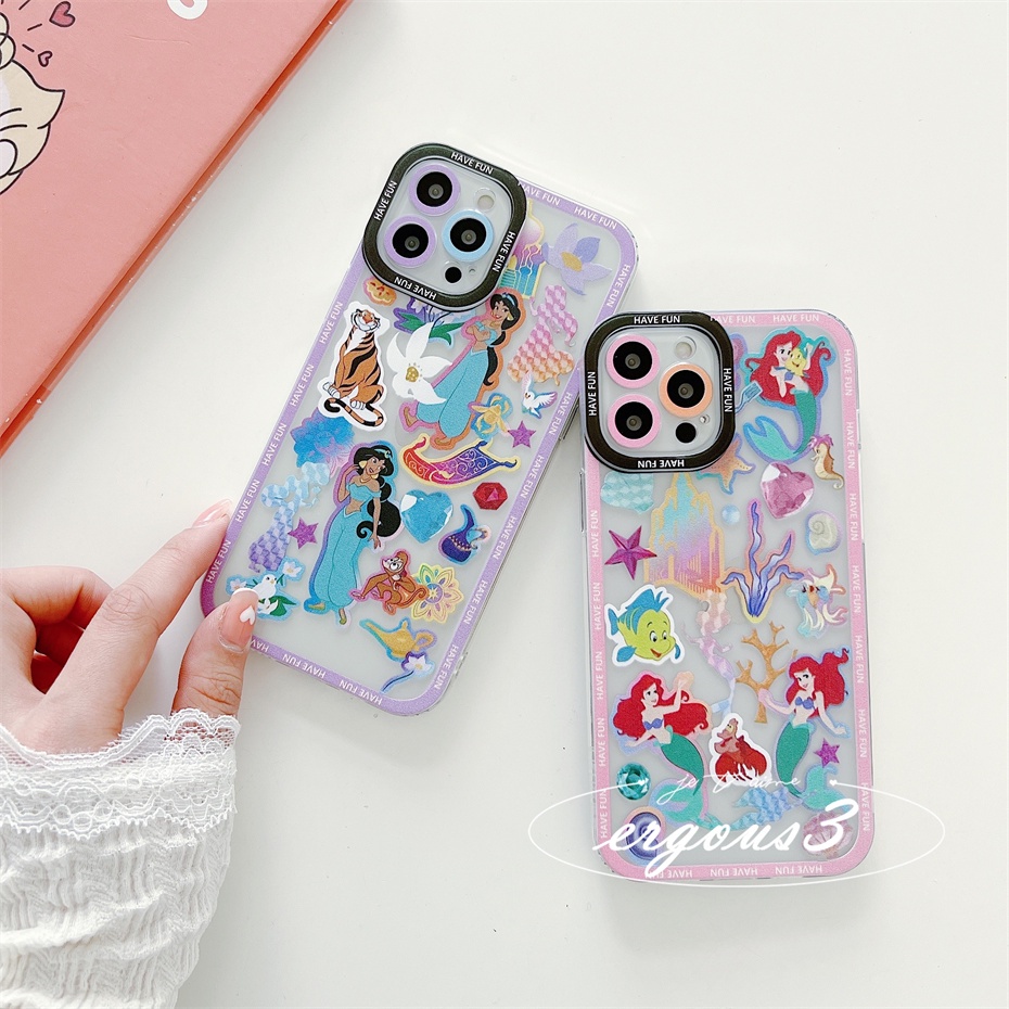 Ốp Điện Thoại Mềm Họa Tiết Công Chúa Hoạt Hình Cho iPhone 14 13 12 11 Pro Max SE2020 X XR Xs Max 7 8 6 6s Plus