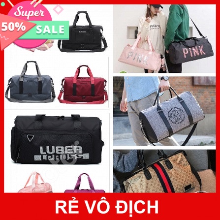 [5❤️][FREESHIP] TÚI XÁCH DU LỊCH SỌC ĐỎ - LINGRUI - HAIMISHE - PINK - HÀN QUỐC ĐA NĂNG [HCM]